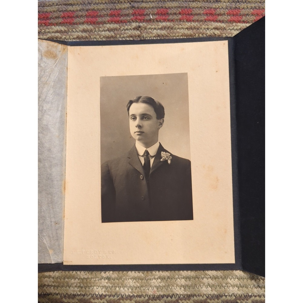Antique Victorian Portrait Young Man Cabinet Card J.E. Purdy Boston Mass Photo